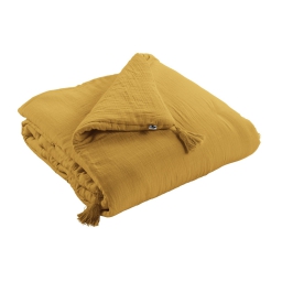 Bout de lit gaze de coton 90 x 200 cm Jaune safran