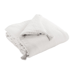 Bout de lit gaze de coton 90 x 220 cm Chantilly Blanc