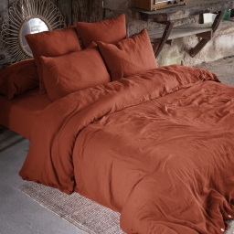 Copy de Housse de couette double gaze de coton 240 x 220 cm terracotta Orange