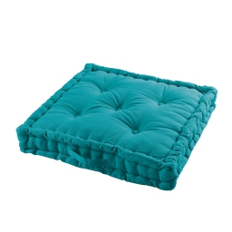 Coussin de sol 60 x 60 x 10 cm coton uni panama Bleu