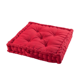 Coussin de sol 60 x 60 x 10 cm coton uni panama Rouge