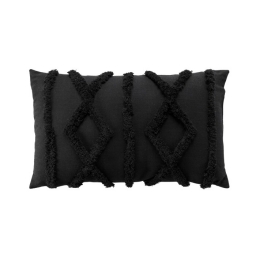 Coussin dehoussable 30 x 50 cm polycoton tufte Safira Noir