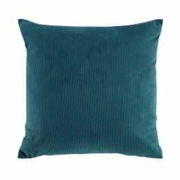 Coussin déhoussable 50 x 50 cm velours cotelé uni casual Pétrole