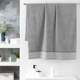 Drap de bain 90 x 150 cm éponge unie jacquard Belina Gris