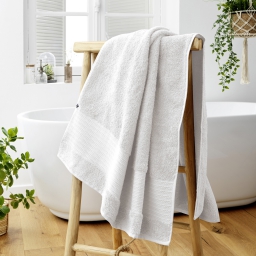 Drap de bain éponge 100% coton bio 600 grammes 90 x 150 cm Garance Blanc