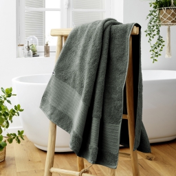 Drap de bain éponge 100% coton bio 600 grammes 90 x 150 cm Garance Romarin