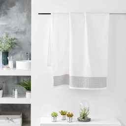 Drap de douche 70 x 130 cm éponge unie jacquard Belina Blanc