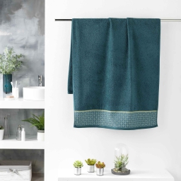 Drap de douche 70 x 130 cm éponge unie jacquard Belina Bleu