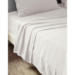 Drap plat 240 x 300 cm Double gaze de coton luxe Gaïa Blanc