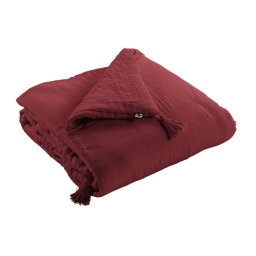 Edredon double gaze de coton luxe 150 x 150 cm Gaia Bordeaux