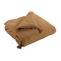 Edredon double gaze de coton luxe 150 x 150 cm Gaia Camel