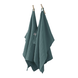 Lot de 2 essuie-mains gaze de coton 50 x 70 cm canard Bleu