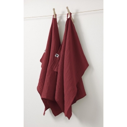 Lot de 2 essuie-mains gaze de coton 50 x 70 cm gaia lie de vin Bordeaux