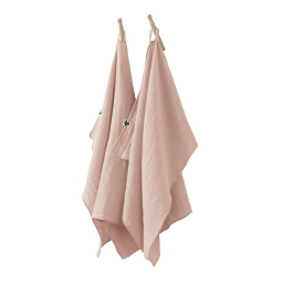 Lot de 2 essuie-mains gaze de coton 50 x 70 cm guimauve Rose