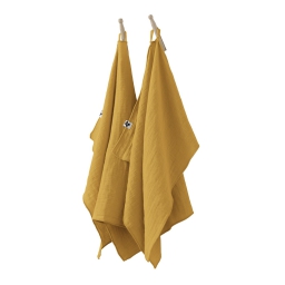 Lot de 2 essuie-mains gaze de coton 50 x 70 cm safran Jaune