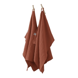 Lot de 2 essuie-mains gaze de coton 50 x 70 cm terracotta Orange