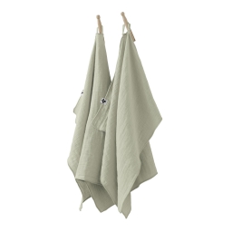 Lot de 2 essuie-mains gaze de coton 50 x 70 cm vert d'eau Vert