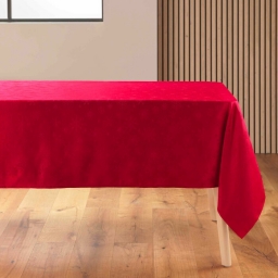 Nappe rectangle 140 x 300 cm jacquard flocons Rouge