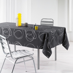 Nappe rectangle 150 x 240 cm polyester imprime argent bully Anthracite