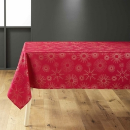 Nappe rectangle 150 x 300 cm polyester imprime metallise pampille Rouge/or