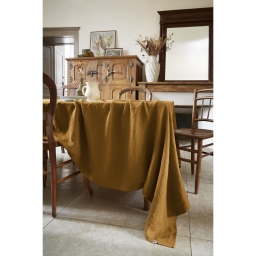 Nappe rectangle 170 x 250 cm en lin lavé soline Caramel