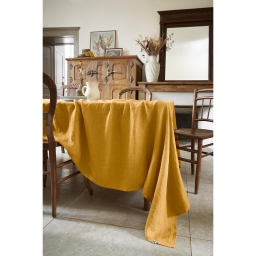 Nappe rectangle 170 x 250 cm en lin lavé Soline miel Jaune