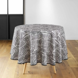 Nappe ronde (0) 180 cm polyester imprime pandore Noir