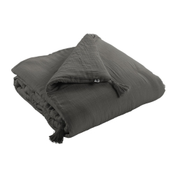 Bout de lit gaze de coton 90 x 200 cm Gris anthracite