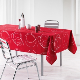 Nappe rectangle 150 x 240 cm polyester imprime argent bully Rouge