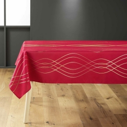 Nappe rectangle 150 x 240 cm polyester imprime metallise elona Rouge/or