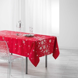 Nappe rectangle 150 x 300 cm polyester imprime argent constellation Rouge