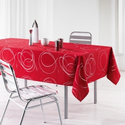 Nappe rectangle 150 x 300 cm polyester imprimé metallisé Bully Rouge